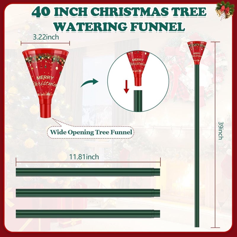 IPOOLTENG 2PCS Christmas Tree Watering Funnel 6 Tube 2 Funnels 75 Inch - 6 Section Plastic Christmas Tree Funnel, Long Funnels for Watering, Best Gifts for Your Parents to Water Tree - Image 2